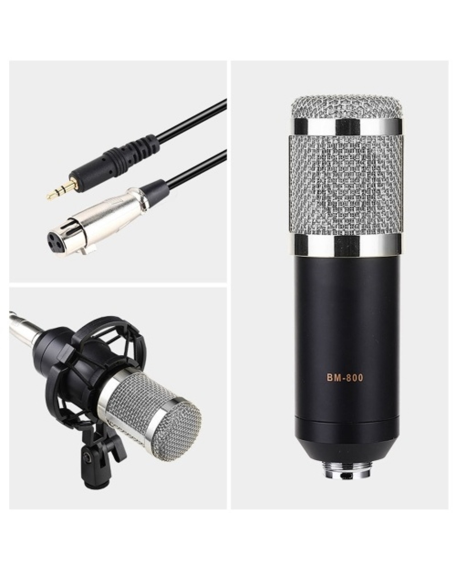BM800 Professional Condenser Microphone Podcast Live Broadcast Equipment USB MIC Microfone Set Studio Mic with Arm Stand Music R