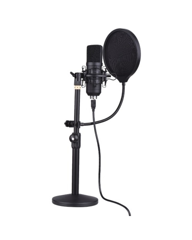 Professional Desktop USB Condenser Microphone with Flat Head High Sampling Rate Monitoring Function Plug-And-Play Capacitor Mic 