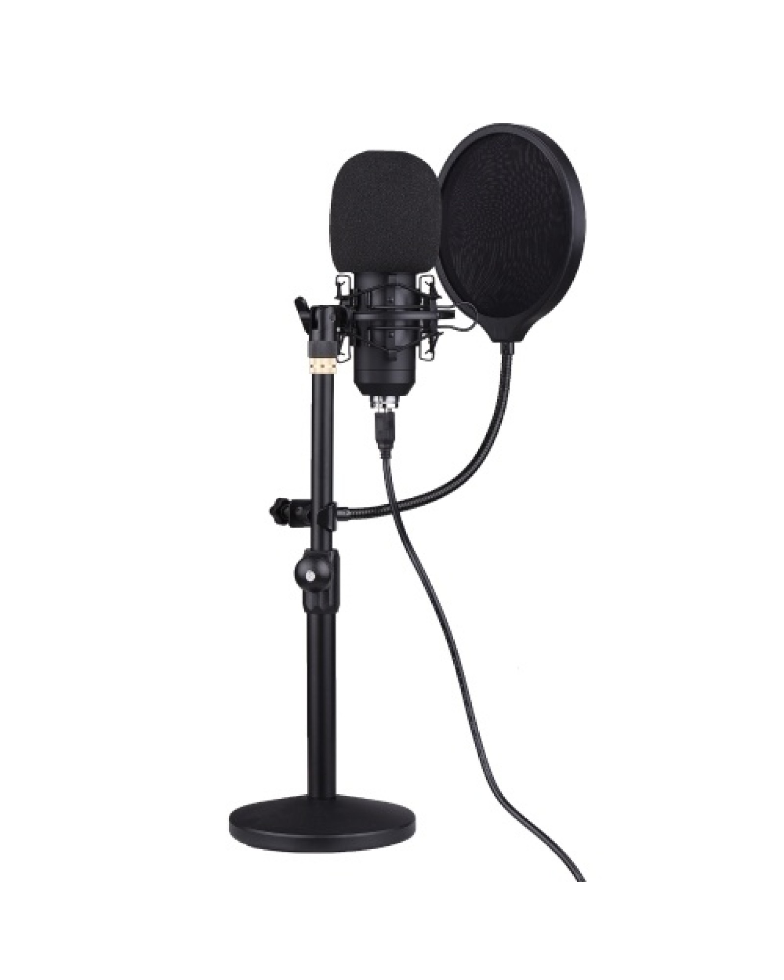 Professional Desktop USB Condenser Microphone with Flat Head High Sampling Rate Monitoring Function Plug-And-Play Capacitor Mic 