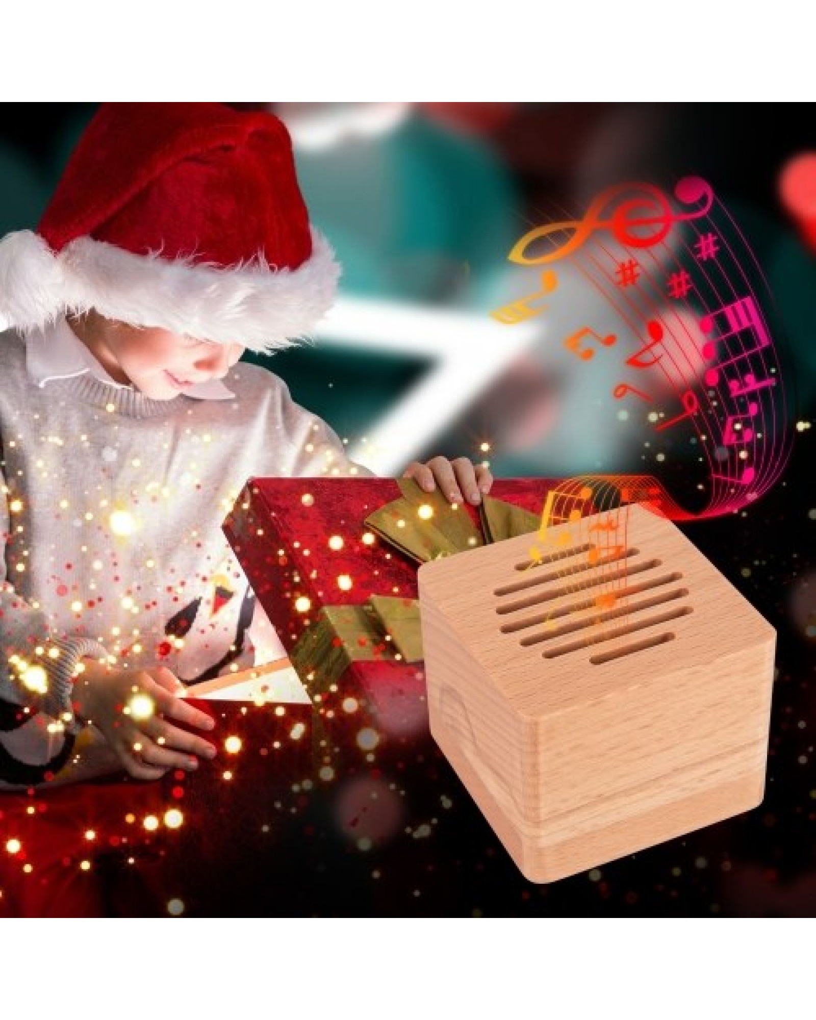 Wooden Music Box Minimalism cube Musical Box Birthday Christmas Valentine'S Day Gift(Melody: Kimiwo Nosete)