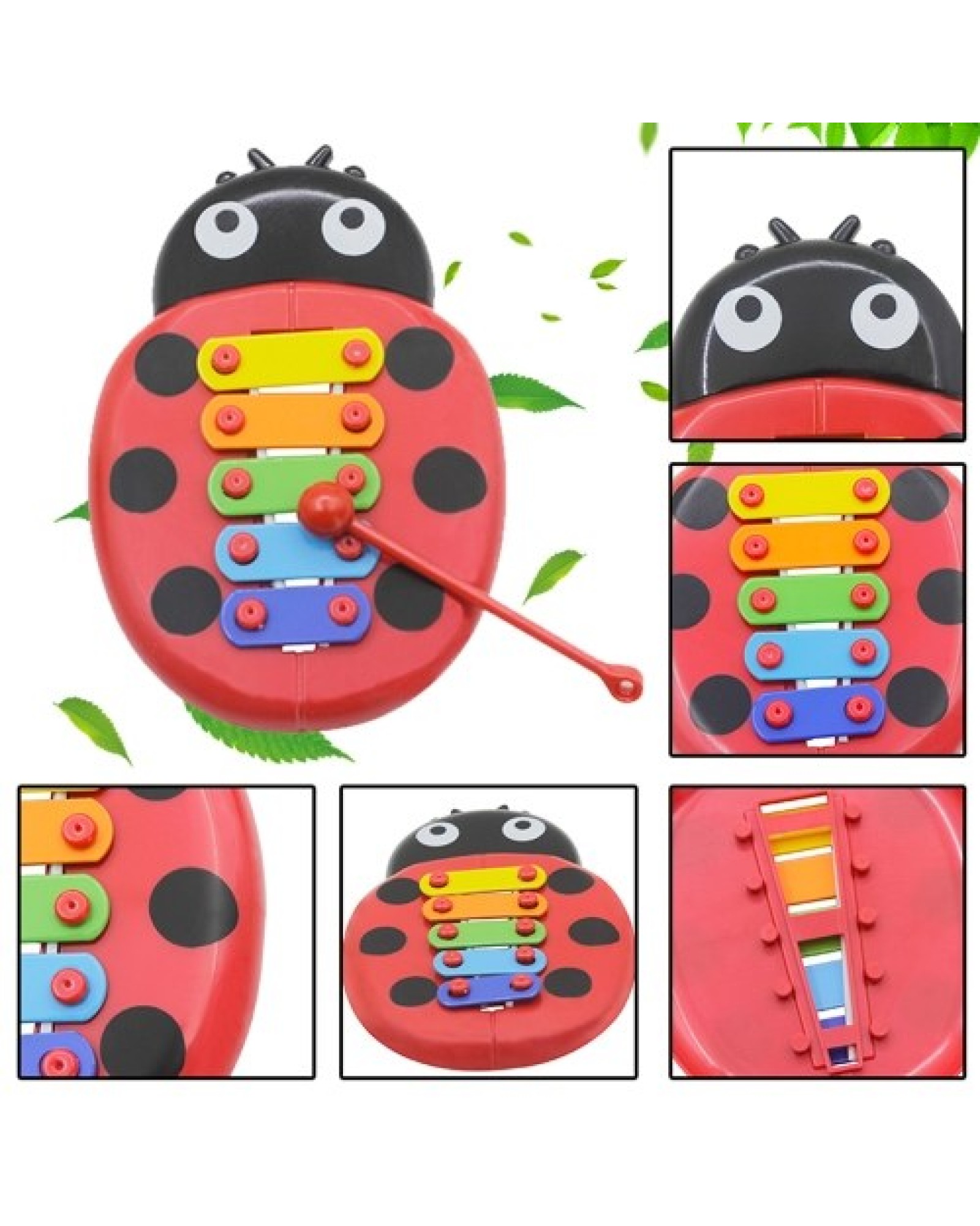 Colorful 5 Tones Kids Children Xylophone Glockenspiel Cartoon Ladybird Shape
