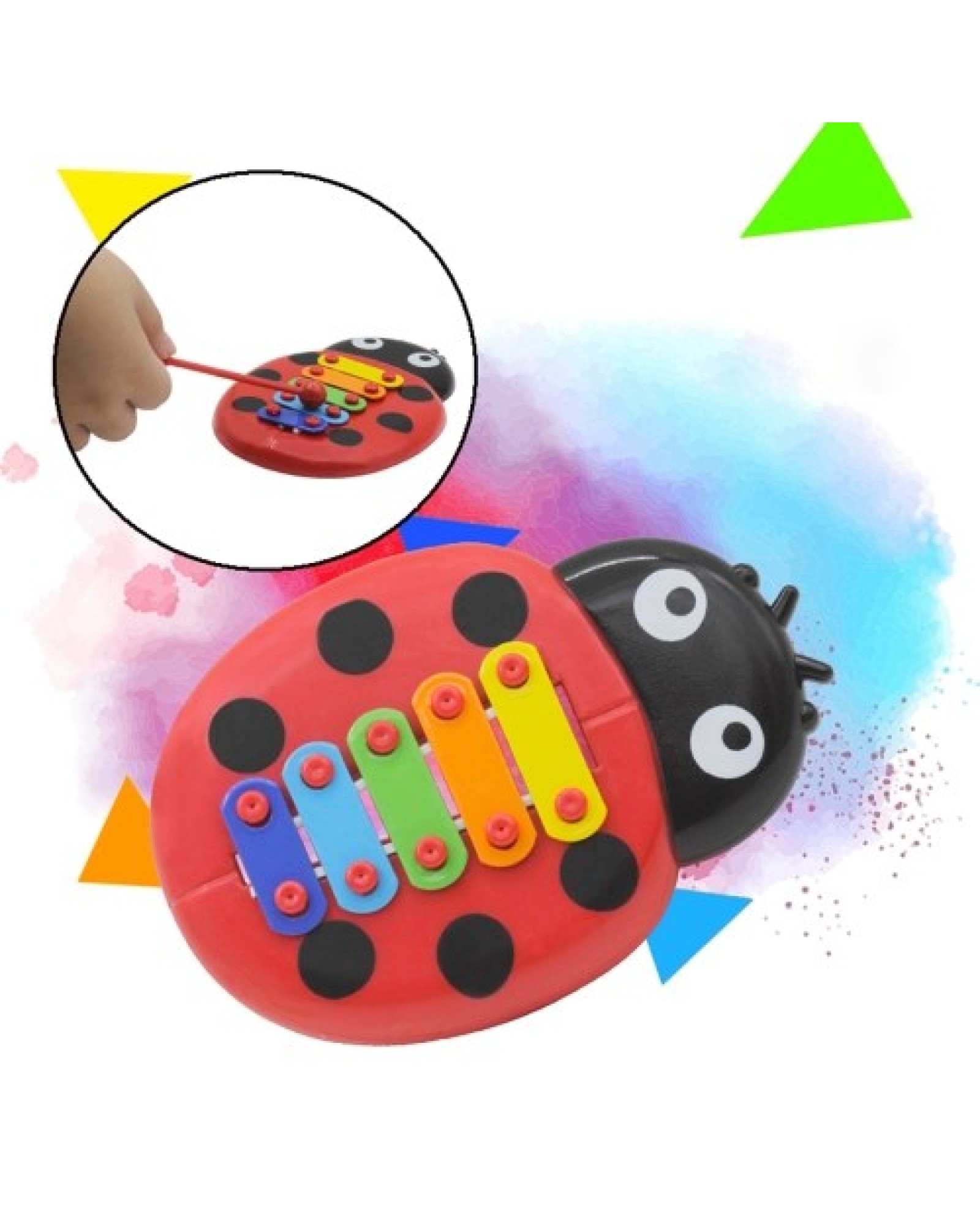 Colorful 5 Tones Kids Children Xylophone Glockenspiel Cartoon Ladybird Shape