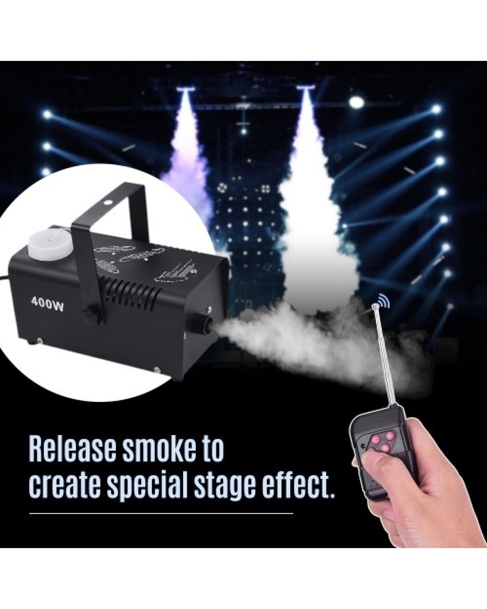 Wireless 400 Watt Fogger Fog Smoke Machine with Remote Control for Party Live Concert DJ Bar KTV Stage Effect