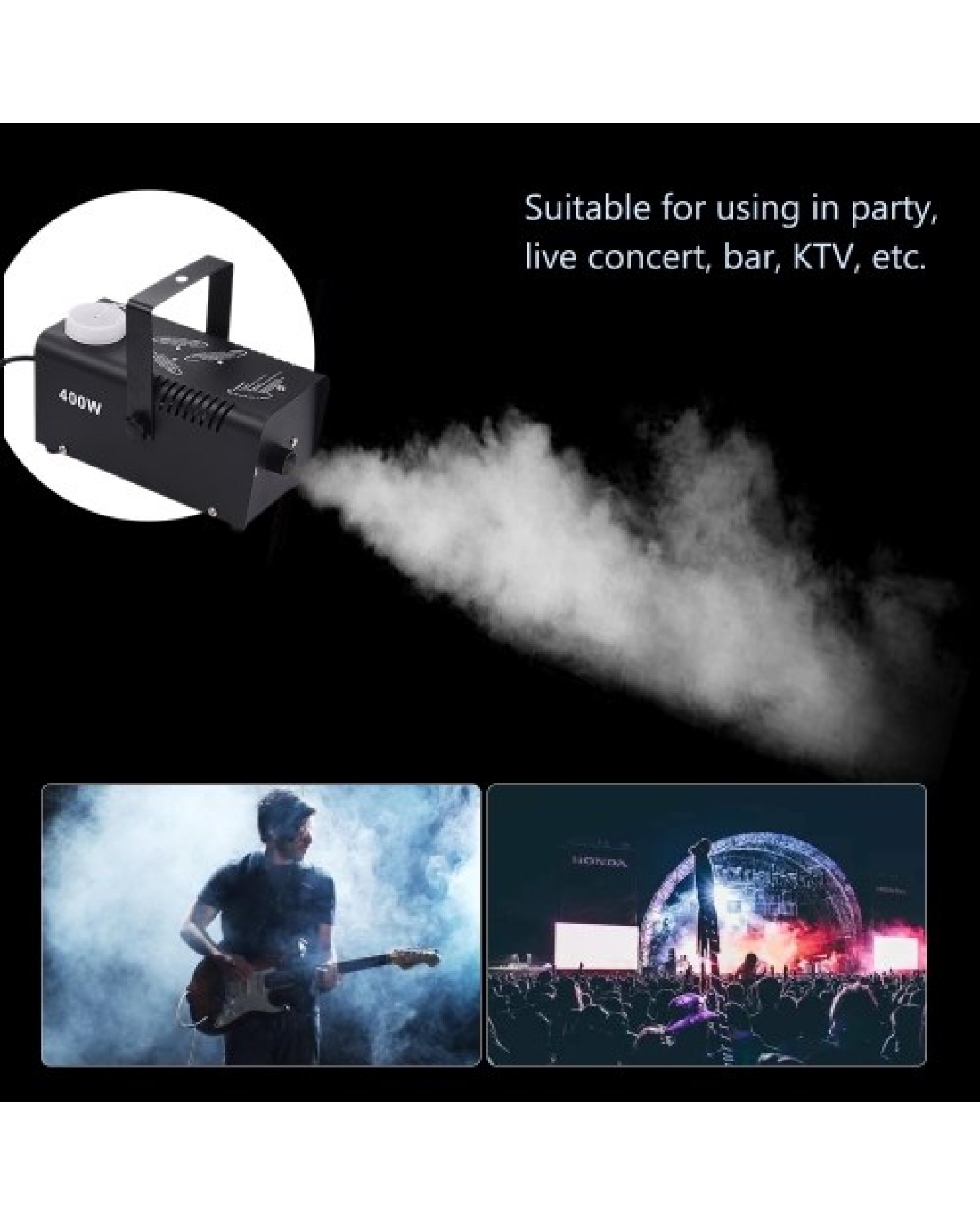 Wireless 400 Watt Fogger Fog Smoke Machine with Remote Control for Party Live Concert DJ Bar KTV Stage Effect
