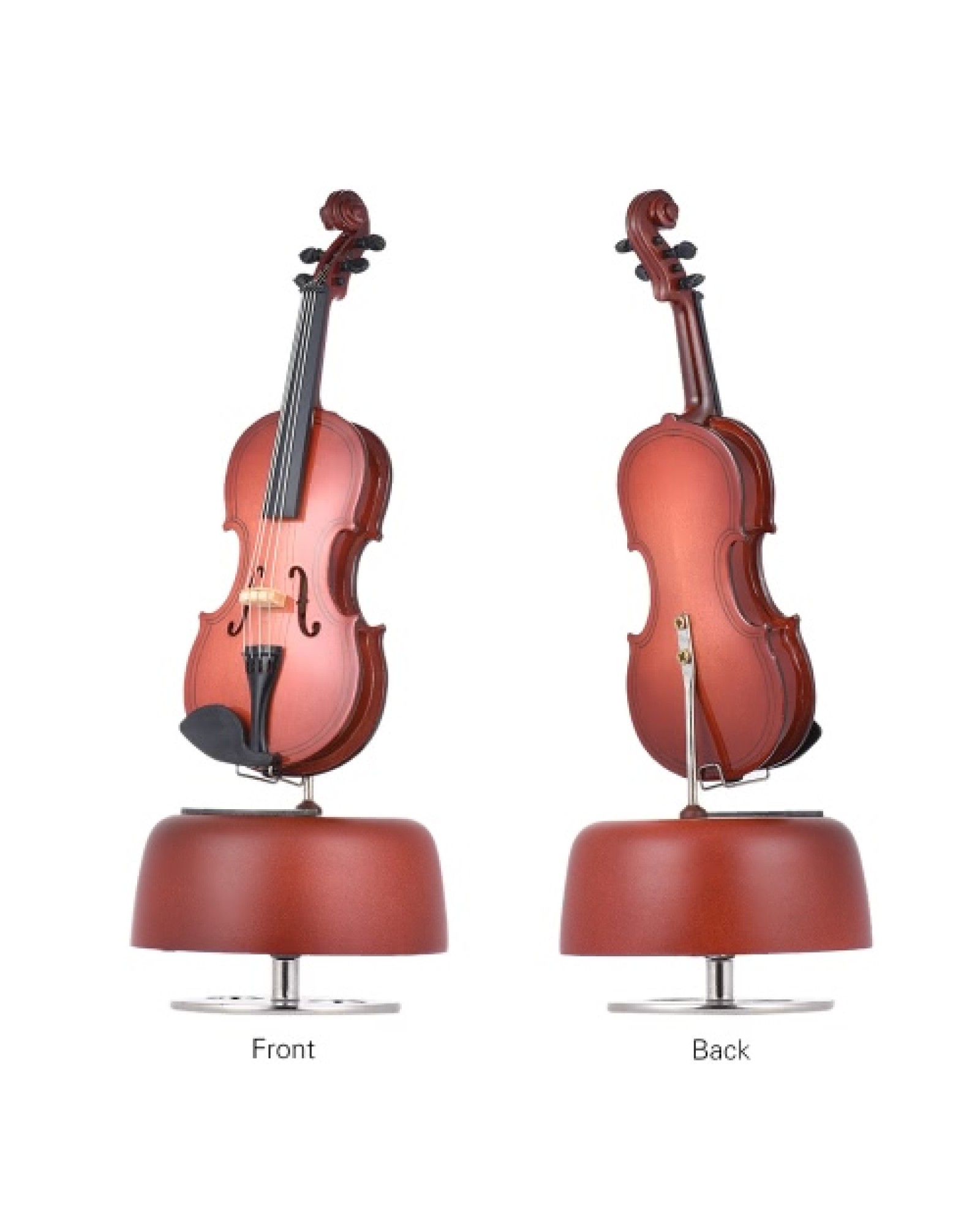 Classical Wind Up Violin Music Box with Rotating Musical Base Instrument Miniature Replica Artware Gift