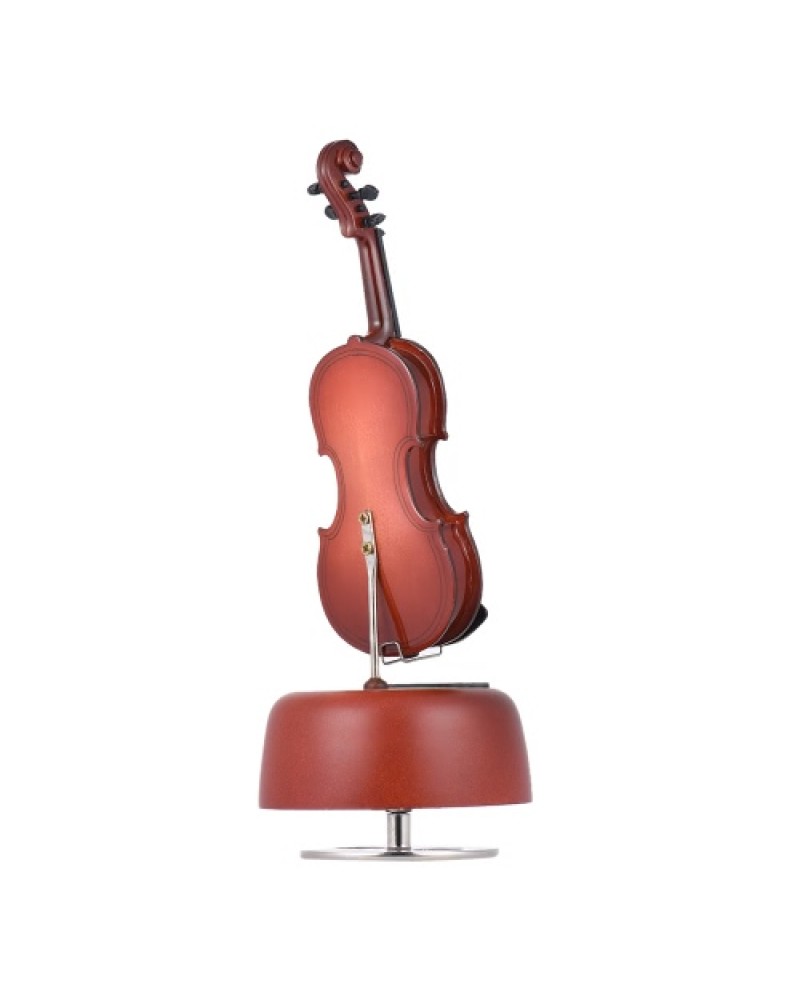 Classical Wind Up Violin Music Box with Rotating Musical Base Instrument Miniature Replica Artware Gift