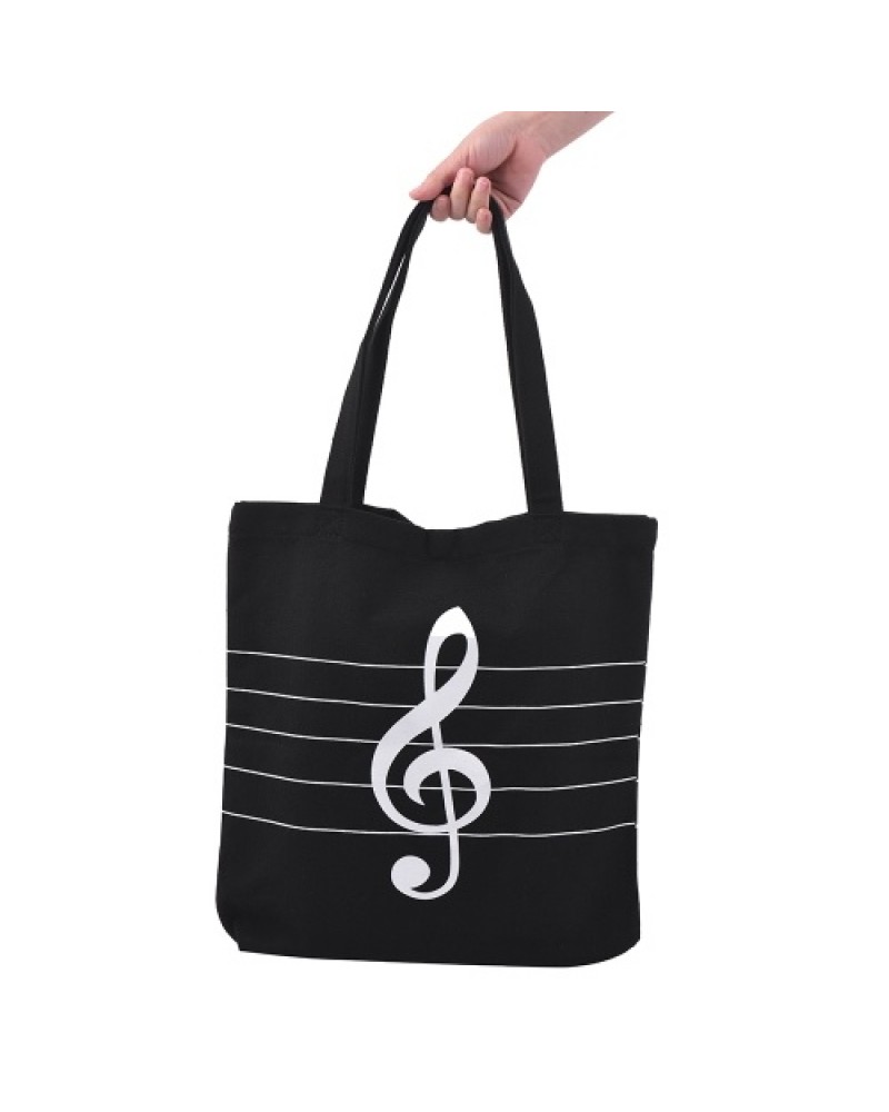 Washable Canvas Handbag Music Tote Shoulder Grocery Shopping Bag