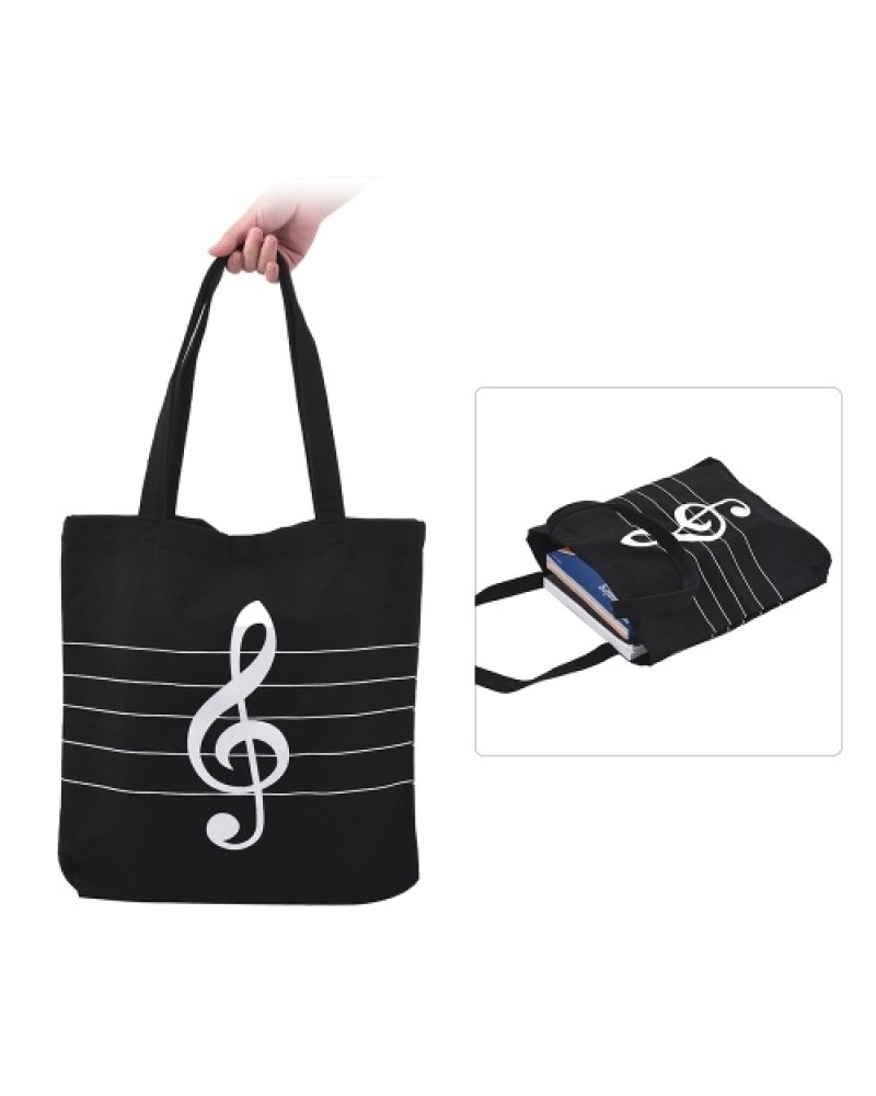 Washable Canvas Handbag Music Tote Shoulder Grocery Shopping Bag