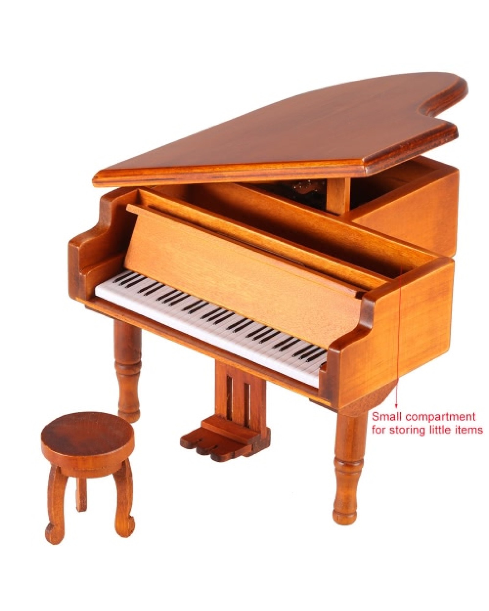 Windup Wooden Piano Musical Box Classical Melody Music Box Castle in the Sky Melody Gift for Children Girls