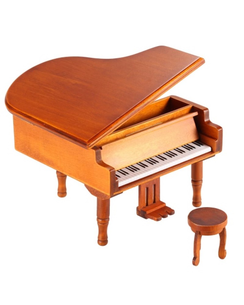 Windup Wooden Piano Musical Box Classical Melody Music Box Castle in the Sky Melody Gift for Children Girls
