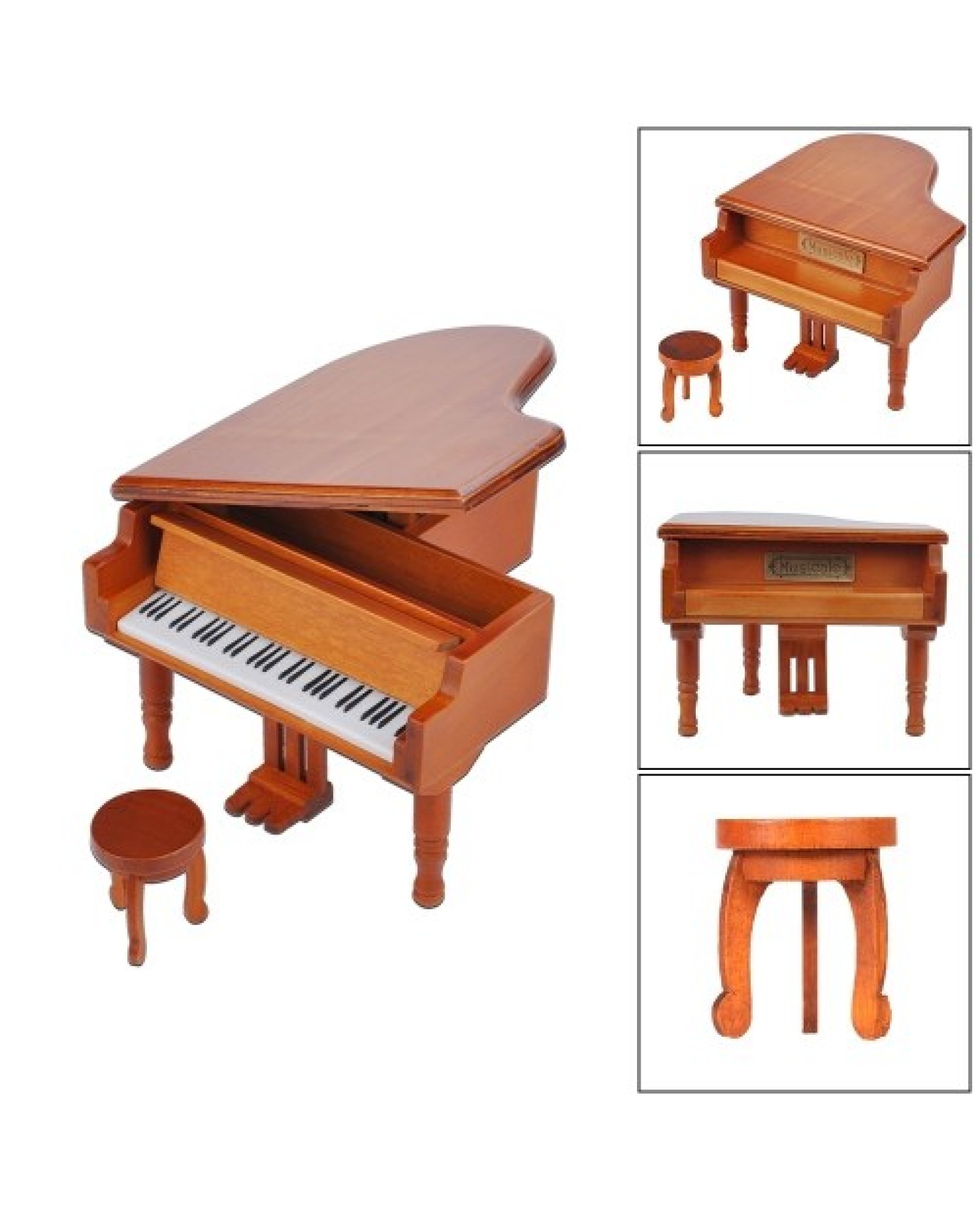 Windup Wooden Piano Musical Box Classical Melody Music Box Castle in the Sky Melody Gift for Children Girls