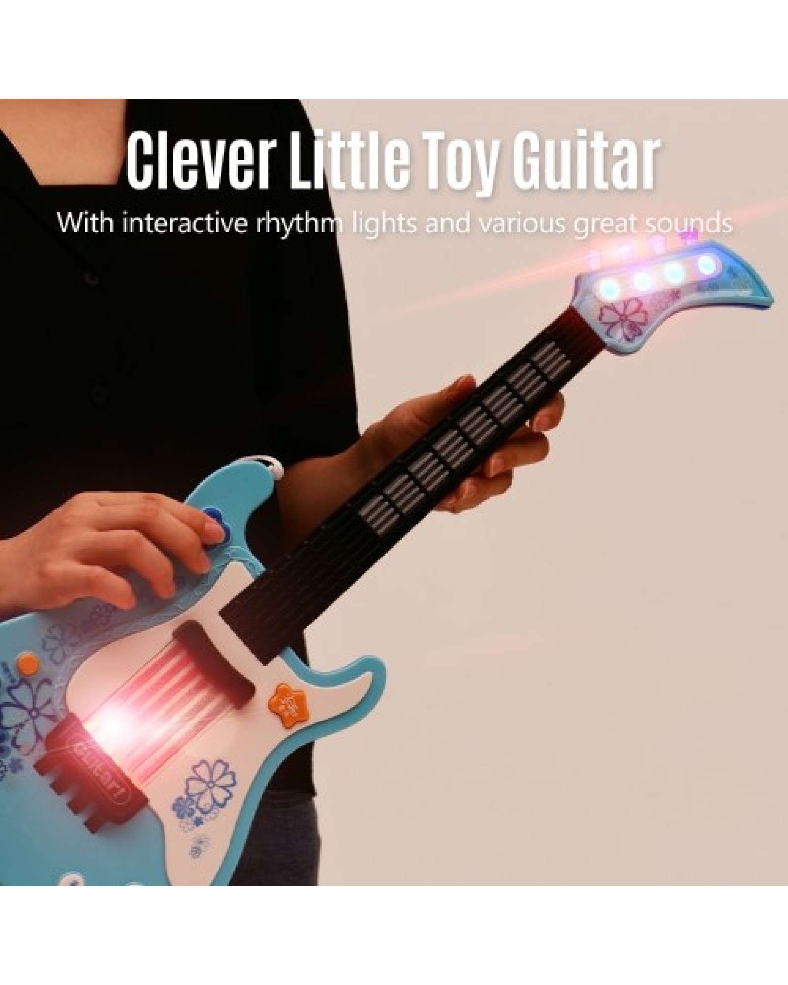 Kids Little Guitar with Rhythm Lights and Sounds Fun Educational Musical Instruments Electric Guitar Toy for Toddlers Children B