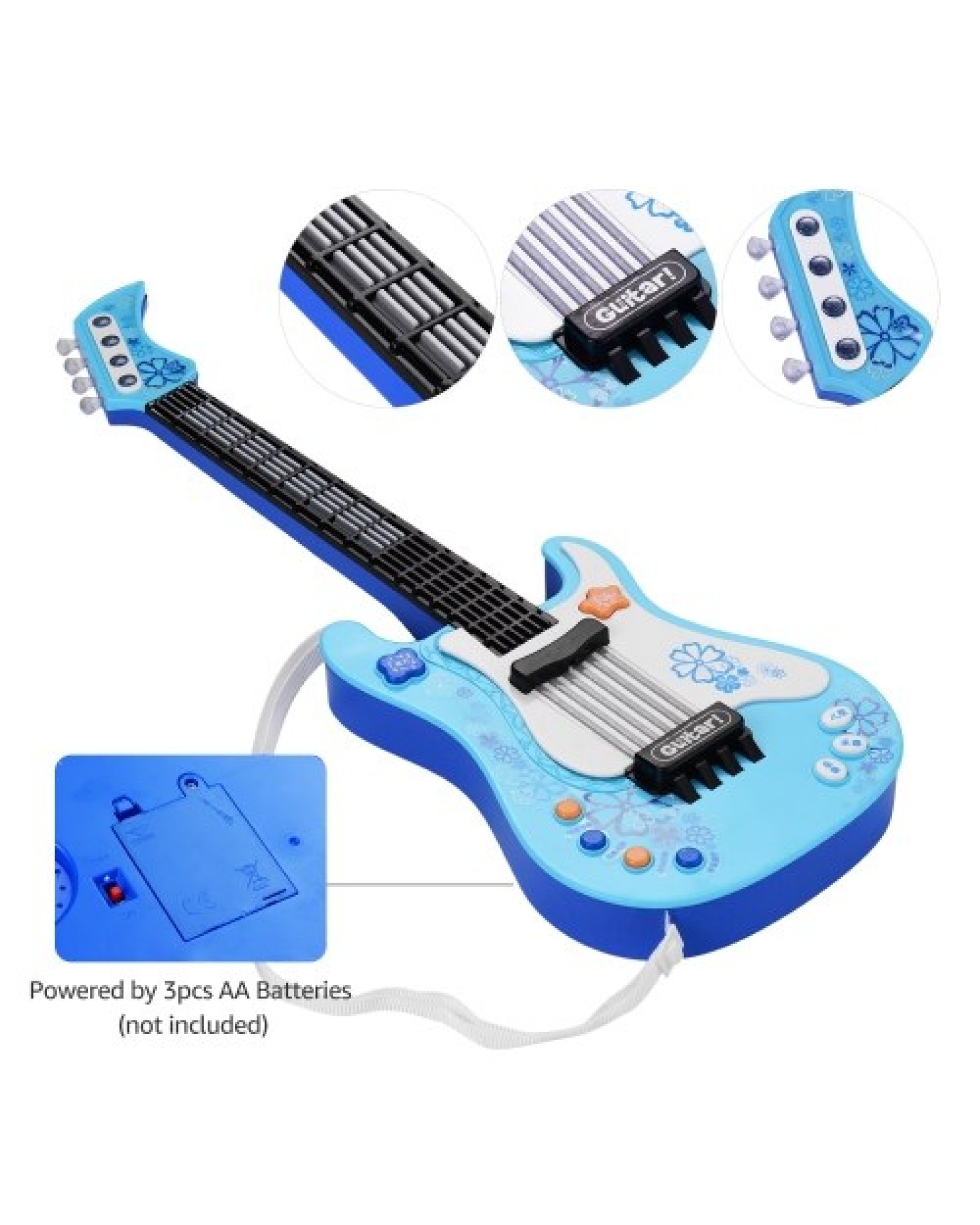 Kids Little Guitar with Rhythm Lights and Sounds Fun Educational Musical Instruments Electric Guitar Toy for Toddlers Children B