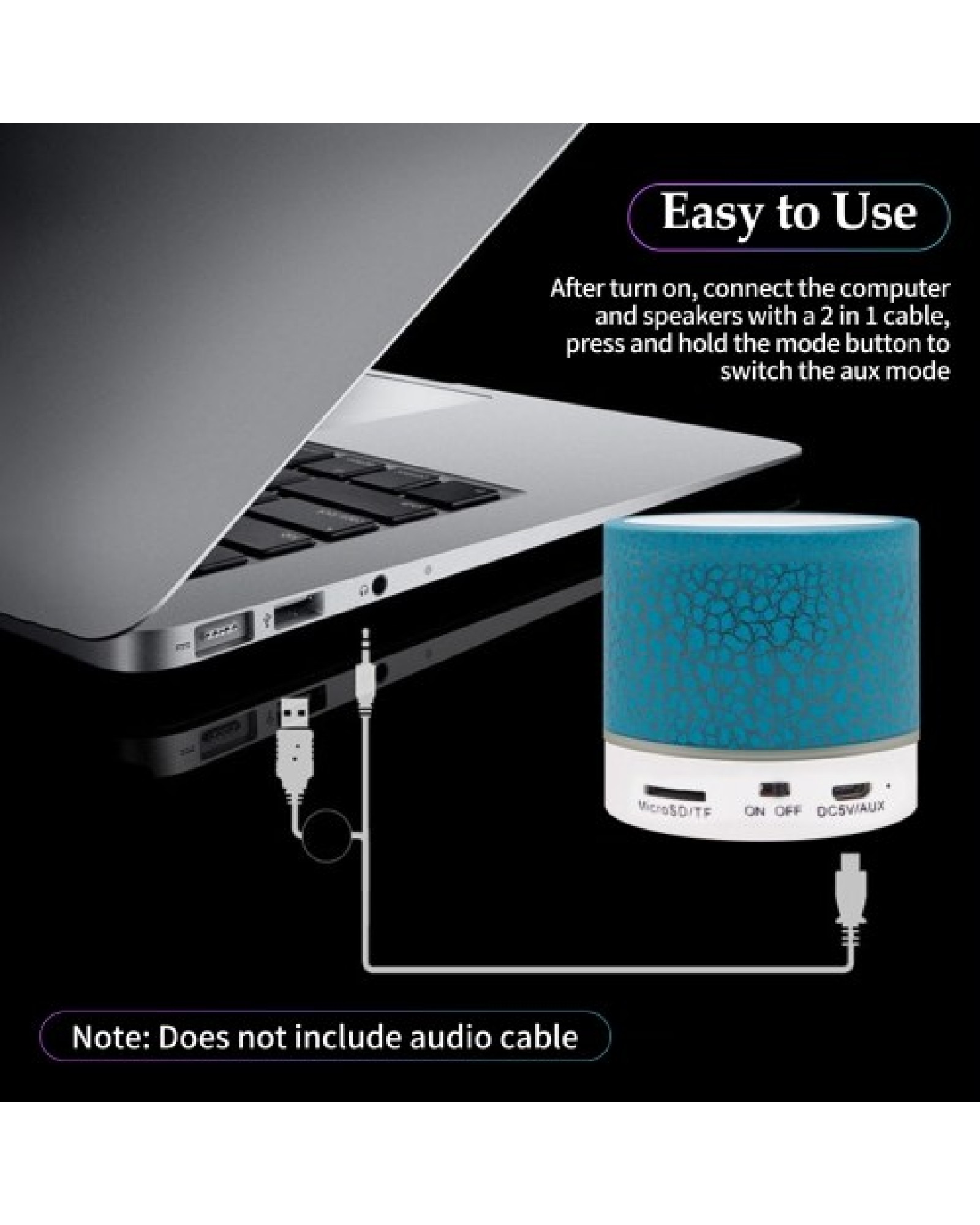 Mini Speaker 7-Color Lights Small Wireless BT Speaker Portable Rechargeable Speaker for Travel Outdoors Home Office