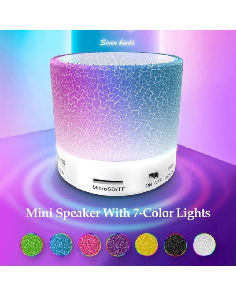 Mini Speaker 7-Color Lights Small Wireless BT Speaker Portable Rechargeable Speaker for Travel Outdoors Home Office