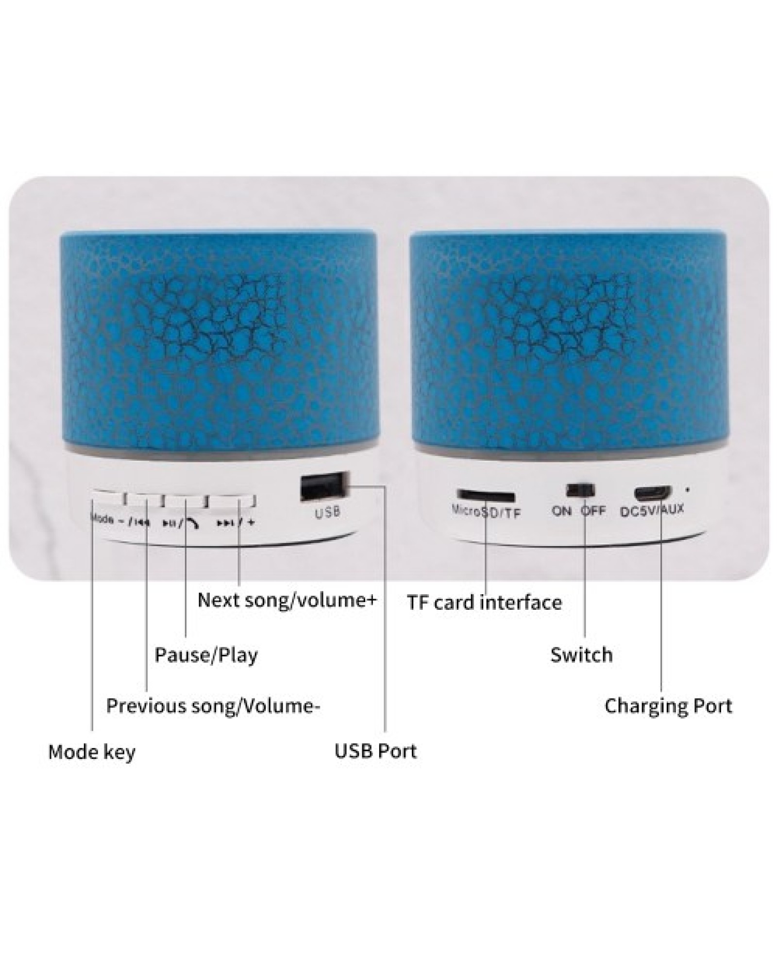 Mini Speaker 7-Color Lights Small Wireless BT Speaker Portable Rechargeable Speaker for Travel Outdoors Home Office
