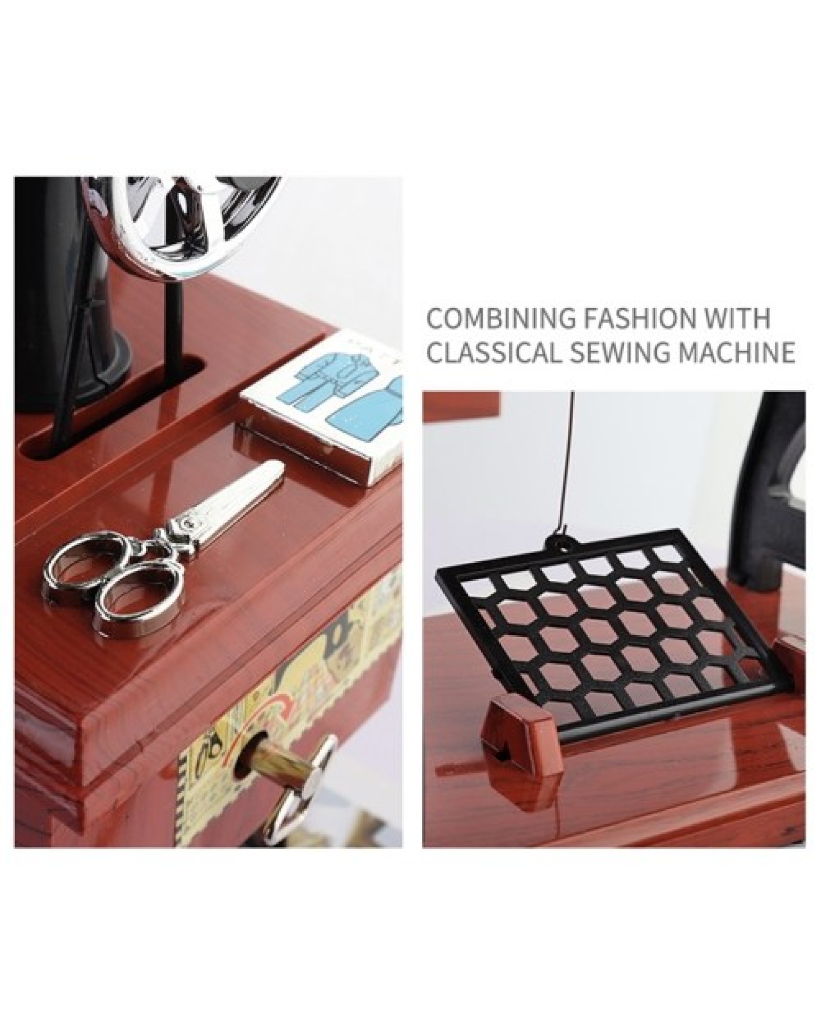 Mini Sewing Machine Music Box Retro Classical Treadle Sewing Machine Table Desk Mechanical Clockwork Music Machine