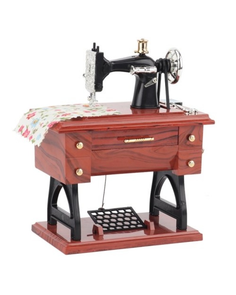 Mini Sewing Machine Music Box Retro Classical Treadle Sewing Machine Table Desk Mechanical Clockwork Music Machine