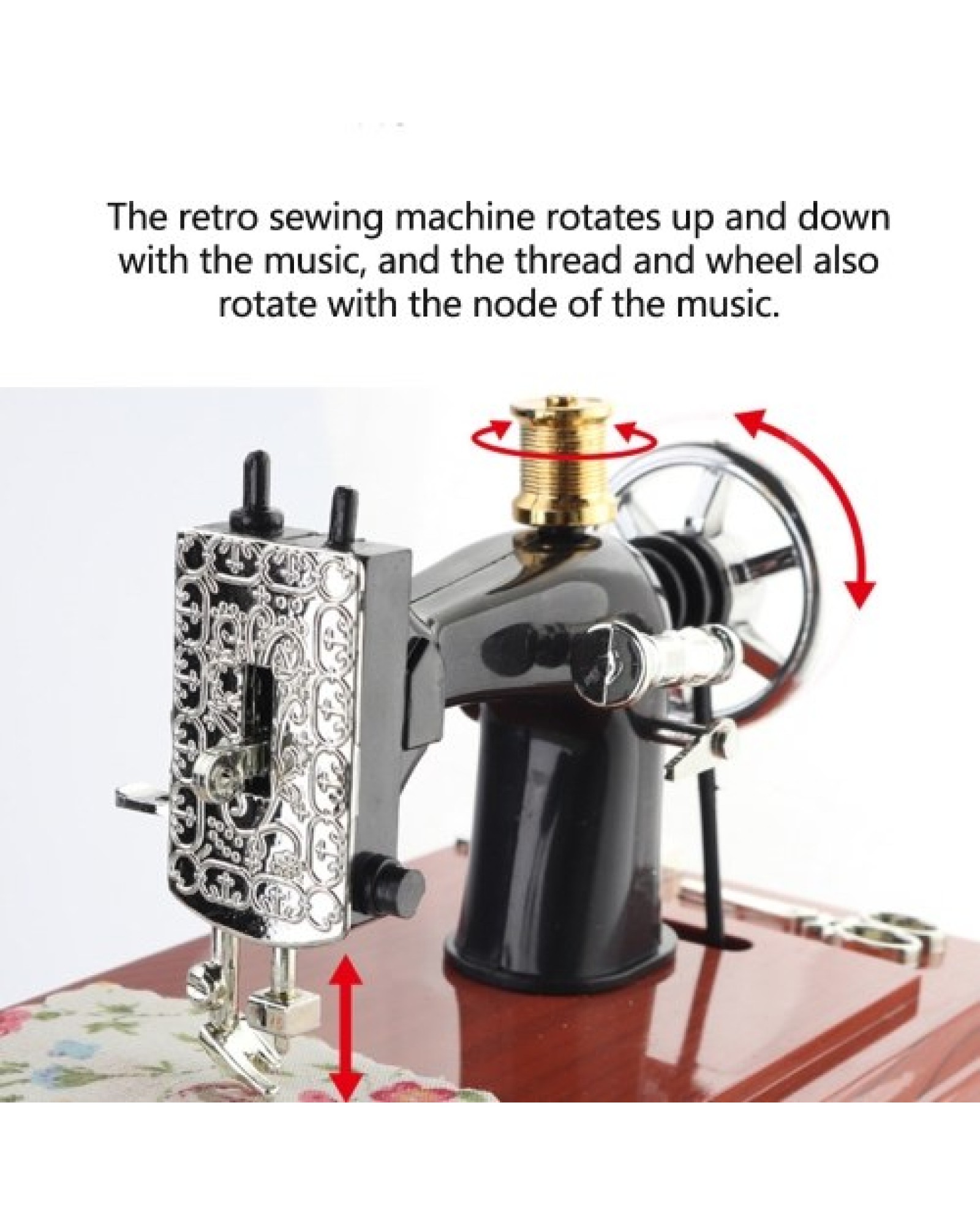 Mini Sewing Machine Music Box Retro Classical Treadle Sewing Machine Table Desk Mechanical Clockwork Music Machine