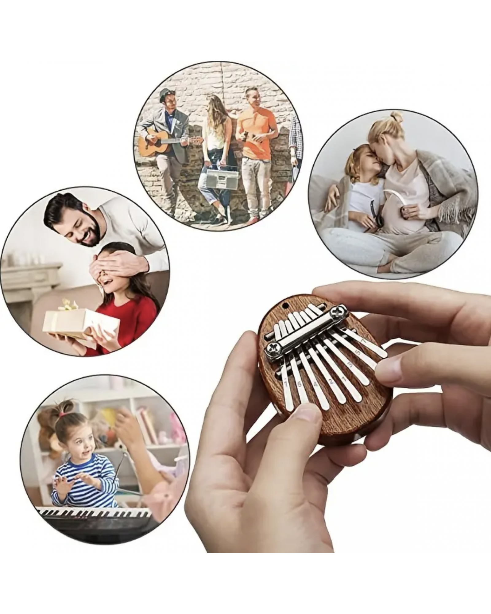 8 Key Mini Kalimba High Quality Exquisite Finger Thumb Piano Marimba Musical Good Accessory Pendant Gift