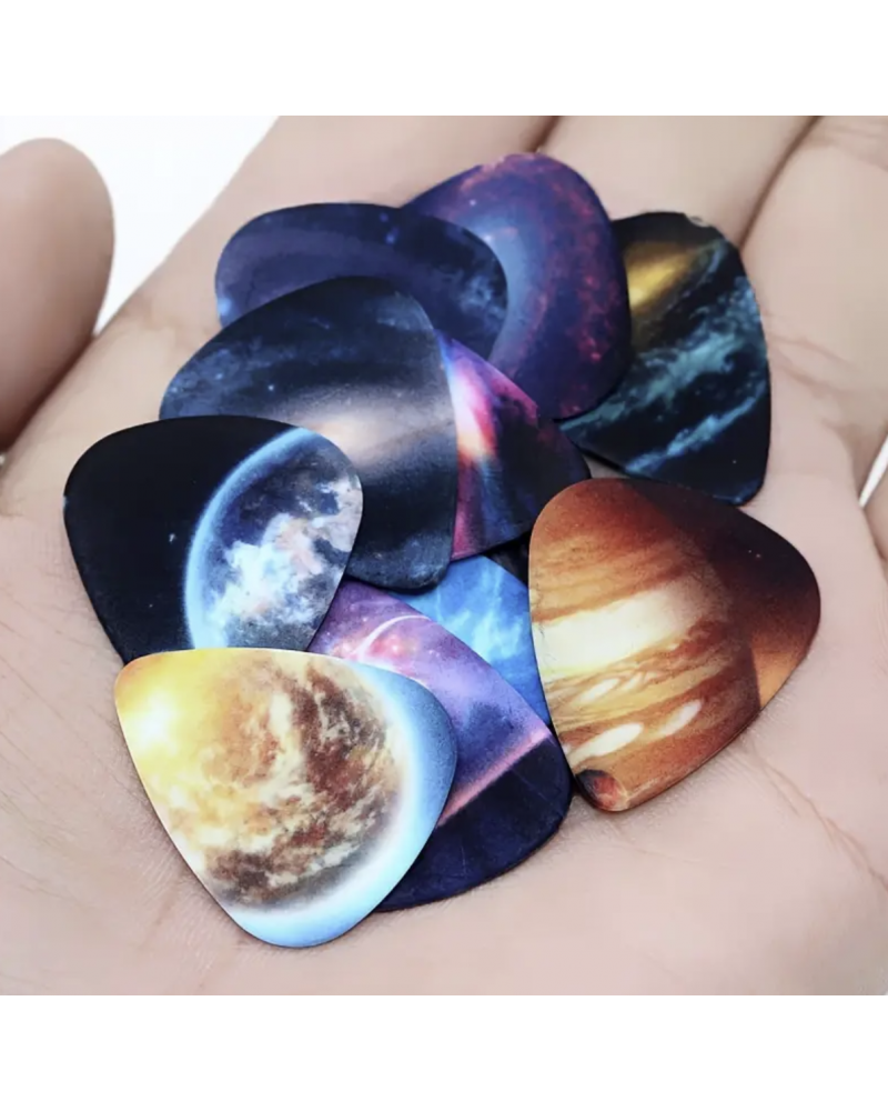 10 Pieces 0.46/0.71/1.0mm Thickness Cosmic Style Guitar Pick, PVC Material Guitar Folk Pick, Ukulele Finger Shrapnel Musical Instrument Accessories, Electric Guitar Pick