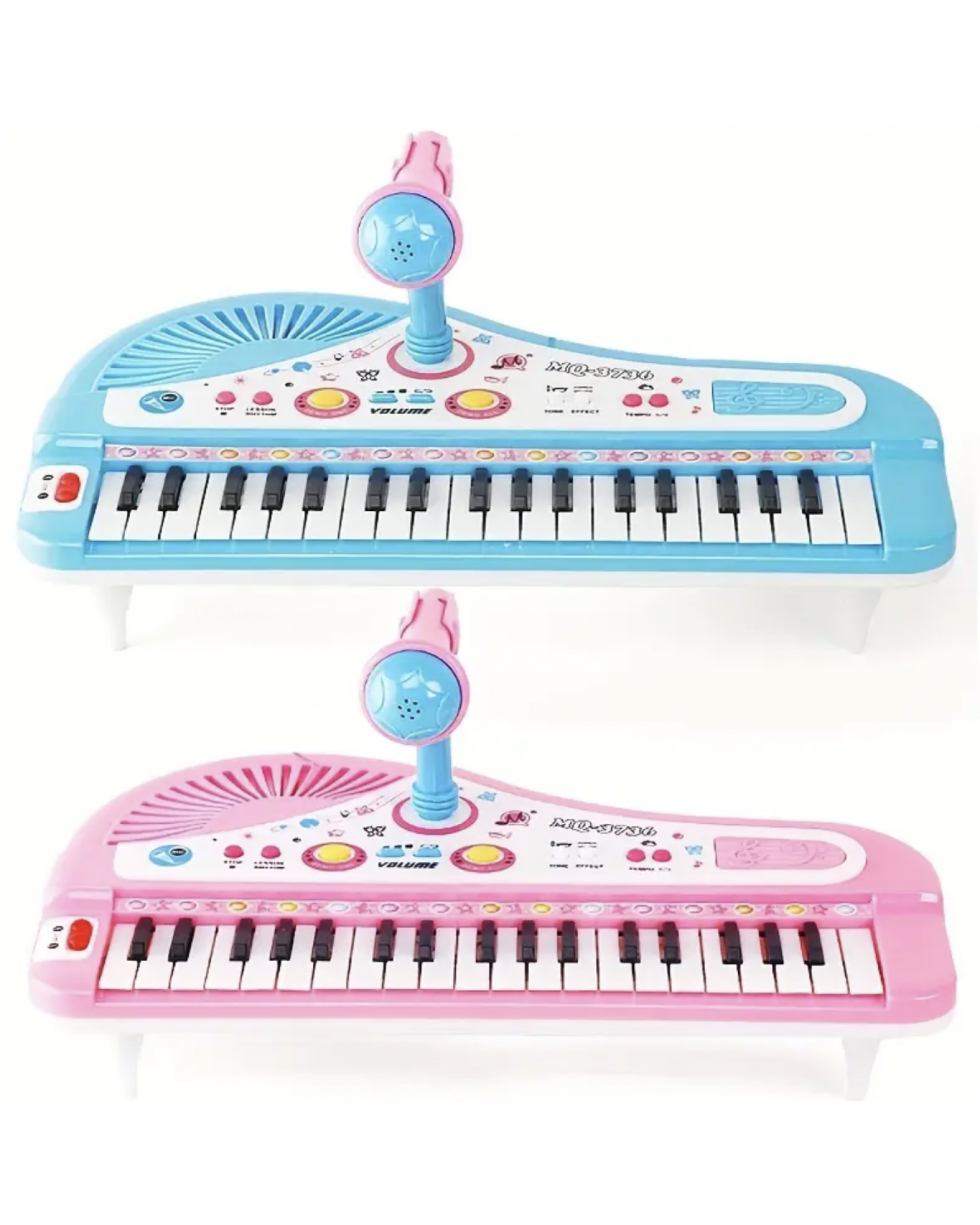 Kids Music Toy Piano Keyboard Toy 37 Keys Pink Electronic Musical Multifunctional Instruments With Microphone My First Pinao Toy