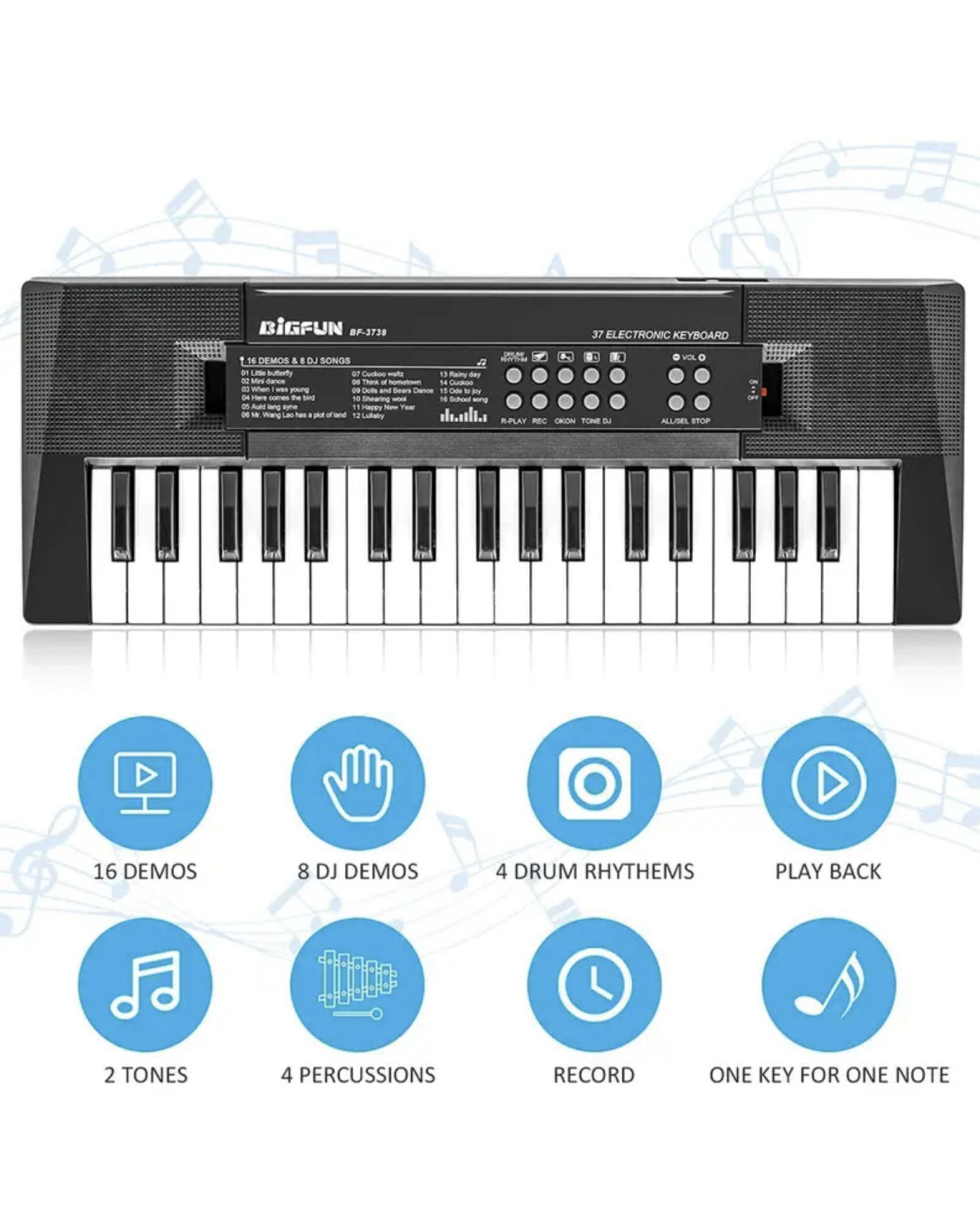 37 Keys Electric Kids Piano With Microphone, Musical Toy Piano For Kids Ages 3-5, Portable Electronic Keyboard Piano Learning Toys For 3 4 5 6 Year Old Boys Girls For Birthday Gifts