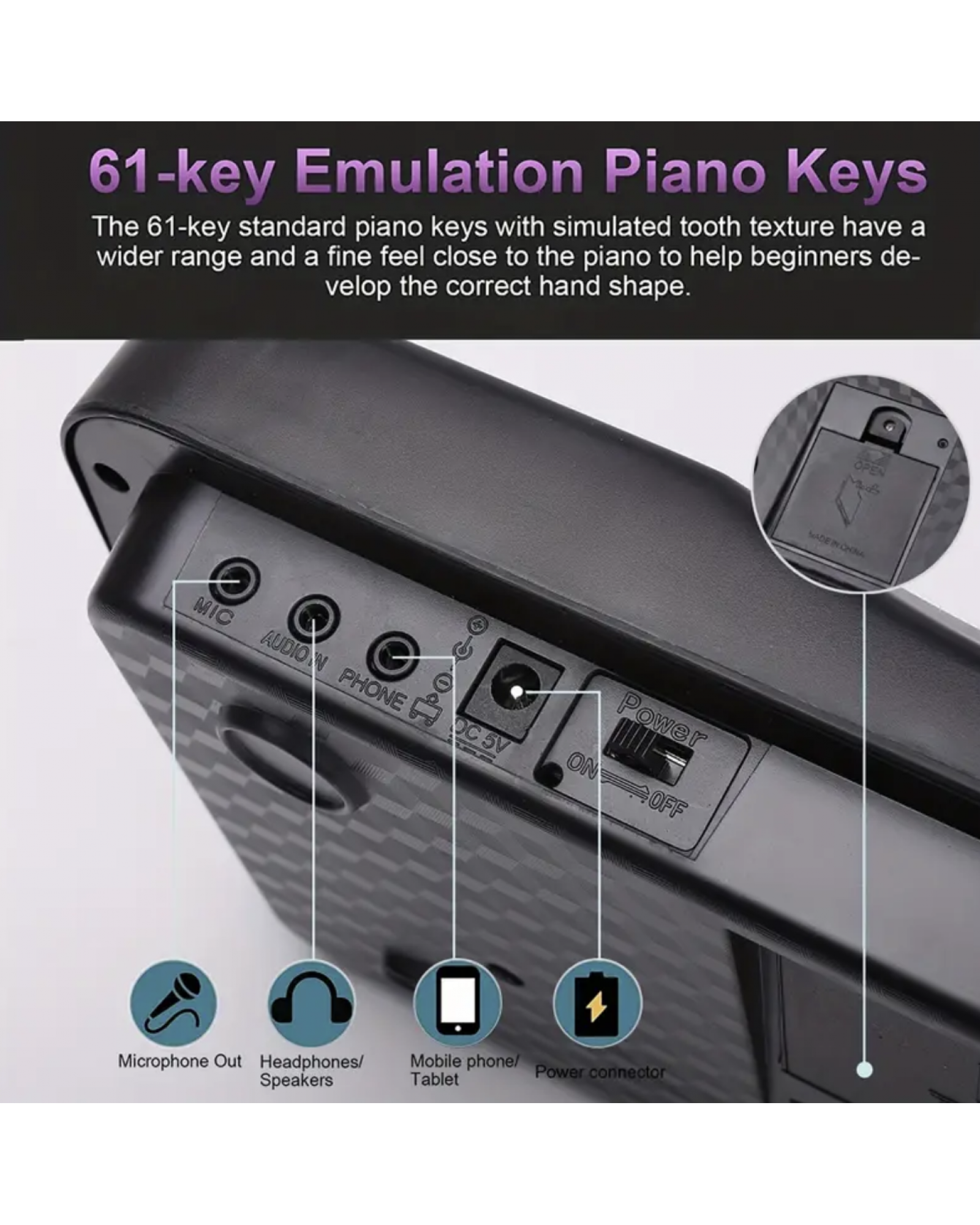 61 Key Electronic Single Horn Keyboard, Children's Portable Electronic Digital Piano Keyboard Multi-Functional With Microphone, Musical Instrument Toy Birthday Gift Christmas Gift For Boys And Girls