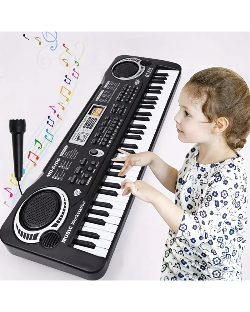 61 Key Electronic Single Horn Keyboard, Children's Portable Electronic Digital Piano Keyboard Multi-Functional With Microphone, Musical Instrument Toy Birthday Gift Christmas Gift For Boys And Girls