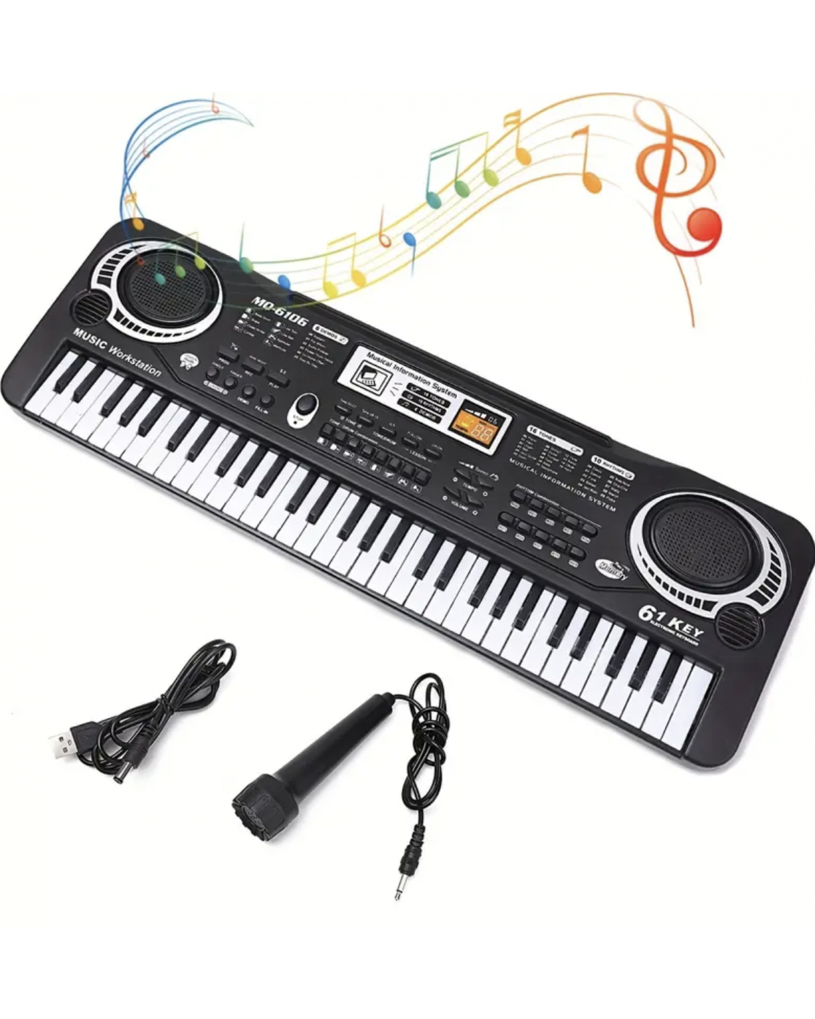 61 Key Electronic Single Horn Keyboard, Children's Portable Electronic Digital Piano Keyboard Multi-Functional With Microphone, Musical Instrument Toy Birthday Gift Christmas Gift For Boys And Girls