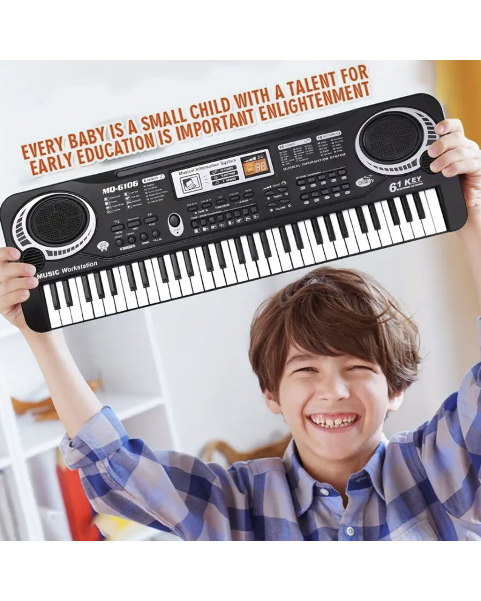 61 Key Electronic Single Horn Keyboard, Children's Portable Electronic Digital Piano Keyboard Multi-Functional With Microphone, Musical Instrument Toy Birthday Gift Christmas Gift For Boys And Girls