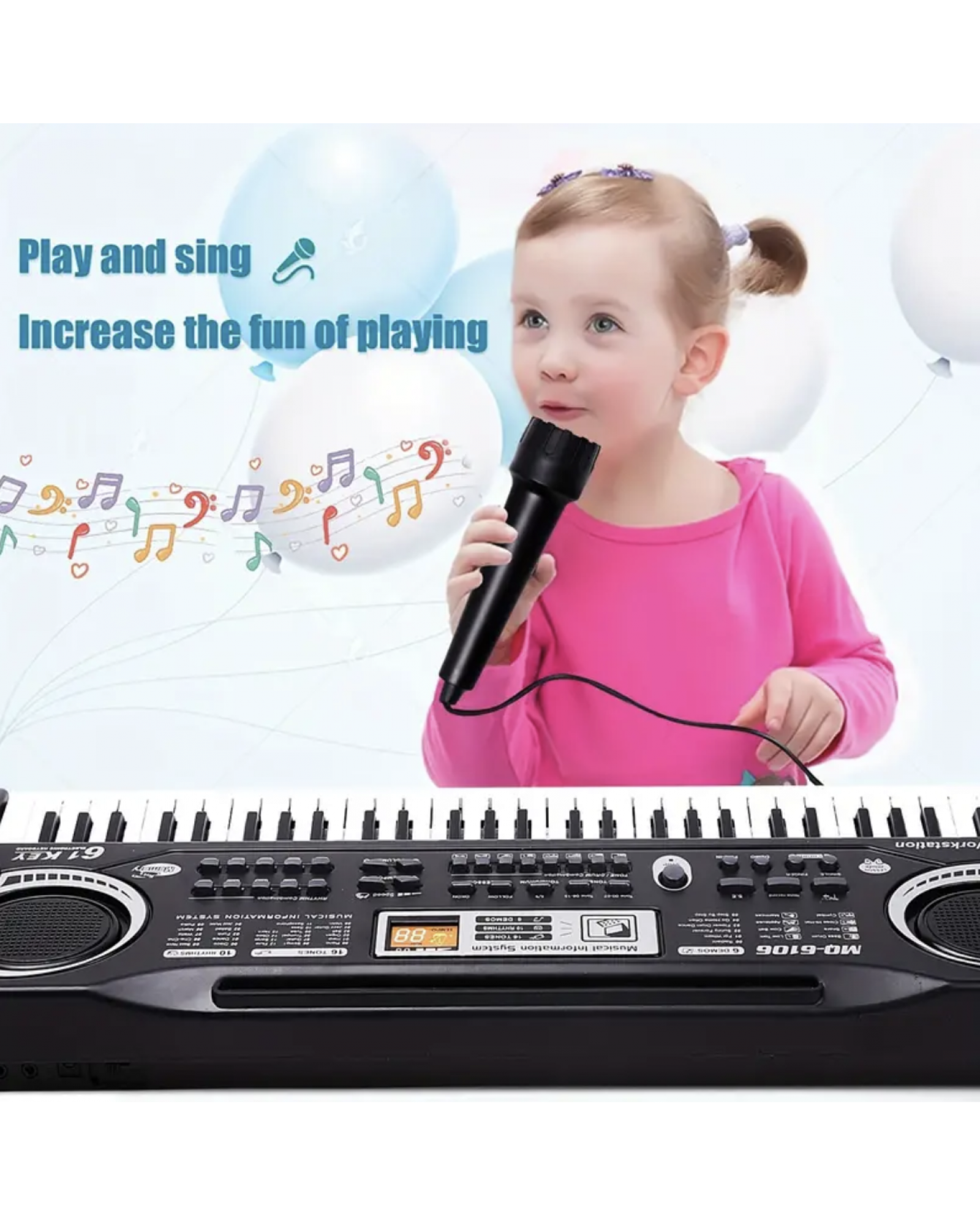 61 Key Electronic Single Horn Keyboard, Children's Portable Electronic Digital Piano Keyboard Multi-Functional With Microphone, Musical Instrument Toy Birthday Gift Christmas Gift For Boys And Girls
