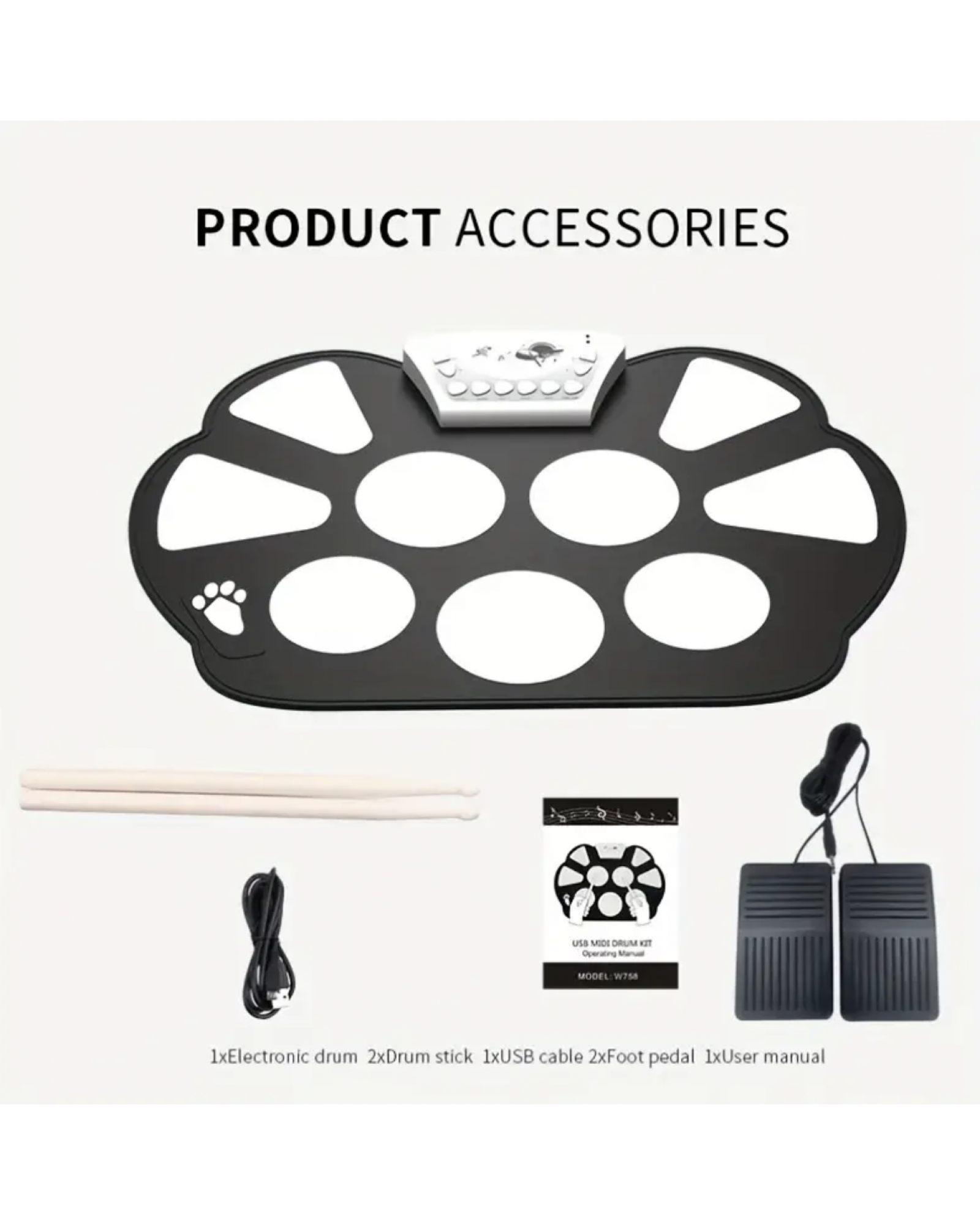 Portable Silicone 9 Pad Stereo Horn Electric Hand Roll Drum, Can Be Connected To USB Headset Sound And Recording Children Adult Beginners Gift For Birthday/Easter/President's Day/Boy/Girlfriends