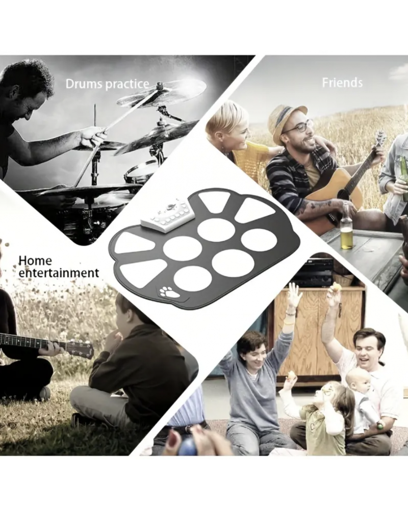 Portable Silicone 9 Pad Stereo Horn Electric Hand Roll Drum, Can Be Connected To USB Headset Sound And Recording Children Adult Beginners Gift For Birthday/Easter/President's Day/Boy/Girlfriends